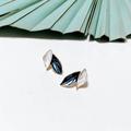 Anthropologie Jewelry | Leaf Stud Earrings S37 | Color: Blue/Gold | Size: Os