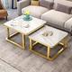 Yclty Nesting Coffee Table Set of 2 Stackable Side End Tables Marble Effect Smooth Tempered Glass Table Top for Living Room, Metal Sofa Tables (Color : Gold Frame, Size : 70cm White+60cm White)