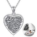 MEDWISE Locket Necklace That Holds Pictures Angel Wings Locket Necklace Pendant Gift for Women Always in My Heart Photo Lockets Keepsake 925 Sterling Silver Silver