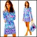 Lilly Pulitzer Dresses | Lilly Pulitzer Women Skipper Popover Dress Multi Cabana Cocktail Small | Color: Blue/Pink | Size: S