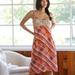 Anthropologie Dresses | Anthropologie Plaid Lace Mini Dress Printed Smocked New Xs | Color: Orange/White | Size: Xs