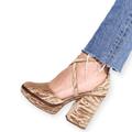 Free People Shoes | Free People Velvet Remi Platform Shoes | Color: Tan | Size: 8