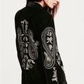 Free People Jackets & Coats | Free People Embroidered Velvet Coat | Color: Black/Silver | Size: Xs