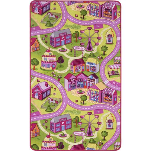 "Kinderteppich ANDIAMO ""Big City/Sweet Village"" Teppiche Gr. B/L: 100 cm x 165 cm, 7 mm, 1 St., pink Kinder Kinderzimmerteppiche"