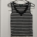 Ralph Lauren Tops | Like New, Ralph Lauren Nautical Stripe Lace Front Tank Top | Color: Black/White | Size: Mp