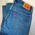 Levi's Jeans | Levi’s 711 Skinny Cropped Distressed Denim Women’s Skinny Jeans Light Wash | Color: Blue/Red | Size: 27