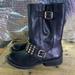 Jessica Simpson Shoes | Jessica Simpson Black Leather Boots. Riding Buckle Slip On Boots | Color: Black/Gold | Size: 5.5