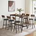 Industrial 7-Piece Dining Table Set, 1 Dining Table and 6 PU Leather Bar Chairs