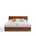 King Size Storage Bed Metal Frame Platform Bed w/ 4 Drawers, Steamed Bread Headboard Footboard Solid Wood Ribs,Coffee