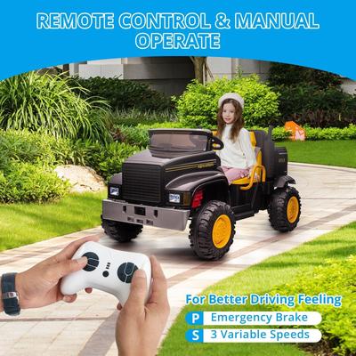 2-Seater Farmer's Car ，24V Battery Powered Electric Vehicle Truck for Kids with Music