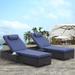 Chaise Lounge,Lying in bed with PE Rattan and Steel Frame,Pool Recliners with Elegant Reclining Backrest and Cushions Sets of 2