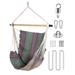 Hanging Swing Chair, Hammock Chair for Bedroom, Hardware Kit/Spring/Carabiner Included, Jacquard Hammock Swing Metal Spreader