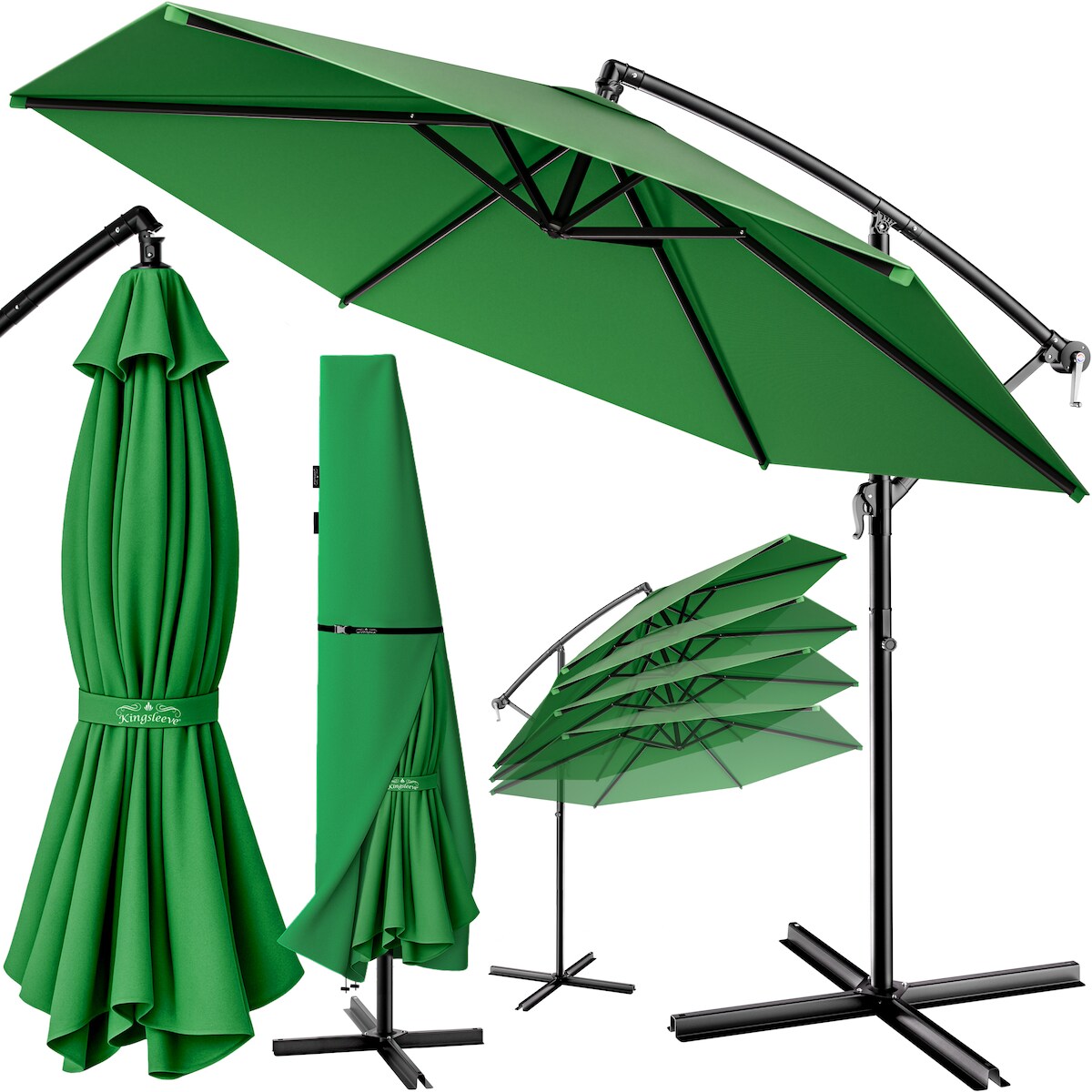 Kingsleeve Sonnenschirm Ø 330cm grün mit UV-Schutz 50+ wasserabweisend Ampelschirm Image