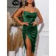 NewAsia-Robe longue froncée en satin noir pour femme bretelles spaghetti col oscillant robes de