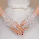 Wedding Bride Lace Gloves Fingerless Bridal Gloves Rhinestone Glove Short Party Prom Glove