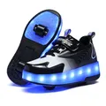 Kids Roller Shoes Removable Wheel Lights Roller Skate Shoe Boys Girls Casual Sneakers Usb Charge LED