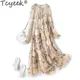 Tcyeek-Robe florale à manches longues pour femmes Robes de mûrier Style coréen Printemps Été