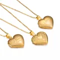 Dropshipping Stainless Steel Heart Locket Pendants Necklaces For Women Gold Color photo frame