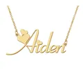 AIDEN-Collier Prénom Initial pour Femme Pendentif Bijoux Personnalisé en Acier Inoxydable Cadeau