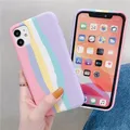 Rainbow Original Liquid Silicone Luxury Case For iPhone 11 12 13 14 Pro Max XR X XS 7 8 Plus SE 2020