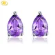 Natural Amethyst Sterling Silver Stud Earring 1.2 Carats Genuine Purple Crystal Classic Simple