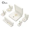 Oirlv-Boîte à bijoux de luxe blanche présentoir à matiques pour fiançailles mariage anniversaire