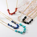 Stainless Steel Red Natural Stone Necklace For Women Gold Color Turquoise Beads Choker Girl Jewelry