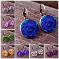 Boucles d'oreilles pendantes cabochon en verre fleur goujon tournesol boucles d'oreilles tulipe