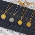 Stainless Steel Necklace For Women Letter Necklace A-Z Initial Pendant Necklaces Round Coin Alphabet