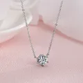 925 Sterling Silver Round Zirconia Necklace Delicate Charm Geometric Shape Pendant Choker Birthday