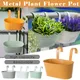 Home Oval Metal Plant Flower Pot Fence Balcony Garden Hanging Planter Pots Solid Colored Sturdy