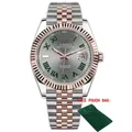 Montre mécanique automatique pour homme acier inoxydable saphir argent or vert cadran Rome