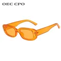 OEC CPO-Petites lunettes de soleil carrées pour femmes monture en plastique orange nickel é