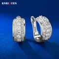 2023 New Luxury 100% 925 Real Silver Sapphire Ruby Lab Diamond Hoop Earrings for Women Gemstone