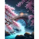 GATYZTORY Painting By Numbers Landscape Of Peach Blossom Pavilion Oil Paint For Adult Coloring By