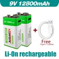 NEW 12800mAh micro USB 9 Volt li-ion Rechargeable Battery 6F22 9V Li ion Lithium Battery for RC