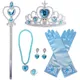 Disney New Princess Elsa Anna Doll Figures Magic Stick Crown Gloves Snow Queen Necklace Doll