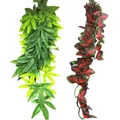 Artificial Vine Reptile Lizards Terrarium Decoration Fake Hanging Leaves Aquarium Reptile Plant Fish