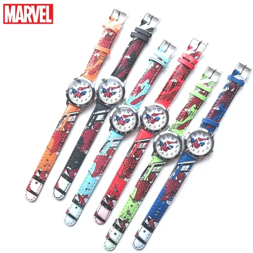 Wunder Spiderman Kinder uhr Anime Figuren Student Quarzuhr Wunder Spielzeug Spiderman Leder armband