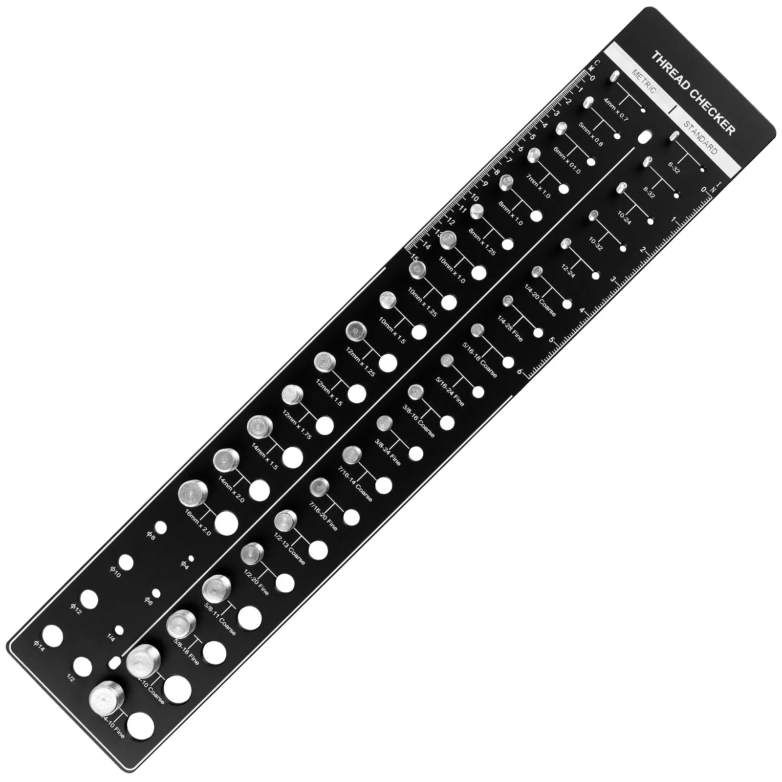 Präzises Gewindesidentifikationsmessgerät, Mutter- und Bolzengewindeprüfer-Set, Standard- und metrische Größe, präzises Schraubenmesswerkzeug Image
