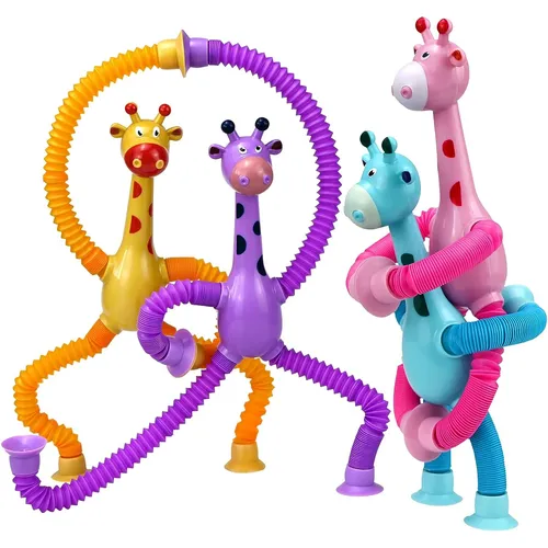 4 Stück Teleskop Saugnapf Giraffe Spielzeug lustige Zappeln Saugnapf Spielzeug Dekomprimieren Pop