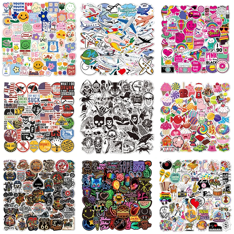 Motorrad Aufkleber wasserdicht dekorative Gitarre Skateboard Graffiti Gothic Neon Mädchen Herz ins Stil Vintage Graffiti Aufkleber Image