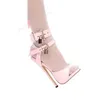 Rosa matt Leder Schloss Dekor Sandalen Peep Toe Stiletto High Heel Knöchel Schnalle Mode Frauen Schuhe sexy Zapatos Para Mujere