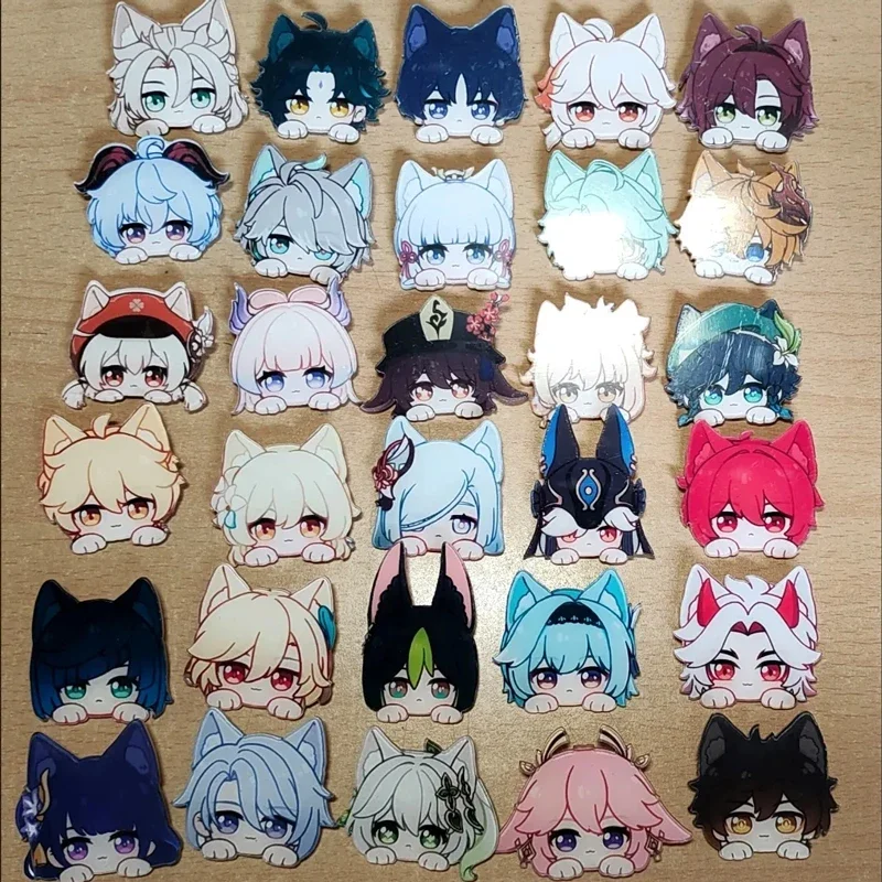 Spiel Auswirkungen Tighnari Nahida Hasen ohren Acryl Brosche Schlüssel ring Kinder Schlüssel ring Junge Mädchen Pin Anime Abzeichen Tasche Schlüssel bund Schmuck Image