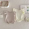 Estate neonata pagliaccetto neonata senza maniche tinta unita tuta neonata tuta vestiti per bambini