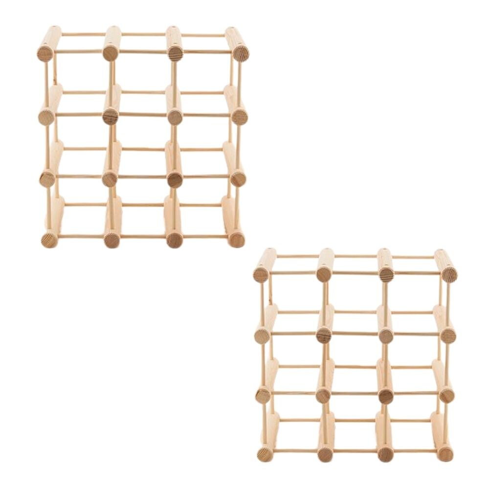 PROREGAL Modulares Weinregal VINOTECA MOD | HxBxT 36x36x24cm | 2x 9 Flaschen | Massives Kiefernholz | Natur | Flaschenregal Image