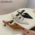 SUOJIALUN 2024 primavera nuove donne di marca pantofola moda punta a punta Slip On Mules scarpe