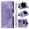 Custodia a portafoglio con cerniera di lusso per iPhone 14 15 16 Pro Max 16E 13 12 11 Pro XR XS 7 8 Plus SE Borsa per telefono con slot per schede in pelle PU goffrata