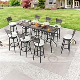 Wildon Home® Abrin Square 8 - Person 24.8" Long Bar Height Outdoor Dining Set w/ Cushions Metal in Black/Brown/Gray | 24.8 W x 24.8 D in | Wayfair