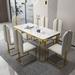 Everly Quinn Olaiya Dining Set Metal in White | 29.5 H x 63 D in | Wayfair 1753A4F129404A4493061C350D5A057F